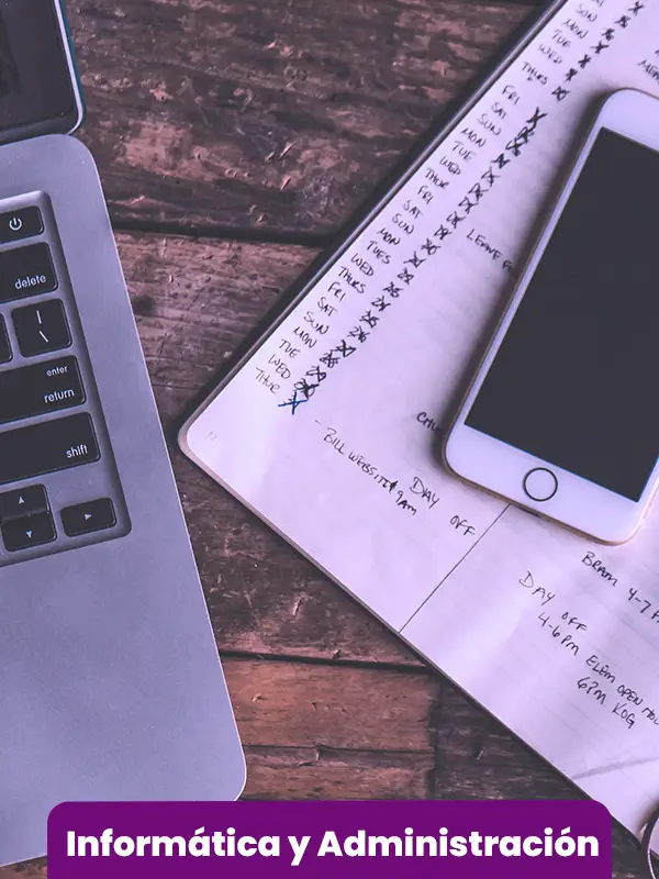 Icono de portafolio o imagen de oficina con una notebook que representa el acceso a la categoría de cursos de Administración y Contabilidad de Global-T.